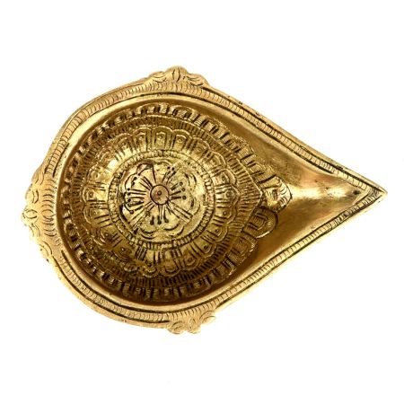 Brass Engraved Handmade Oil Lamp, Indian Diya